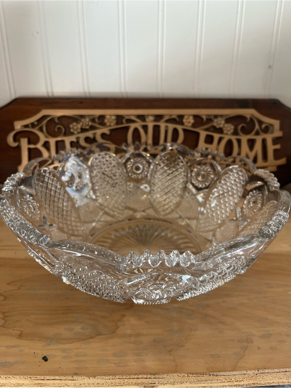 Cut Glass Decorative Crystal Serving Bowl - Clear